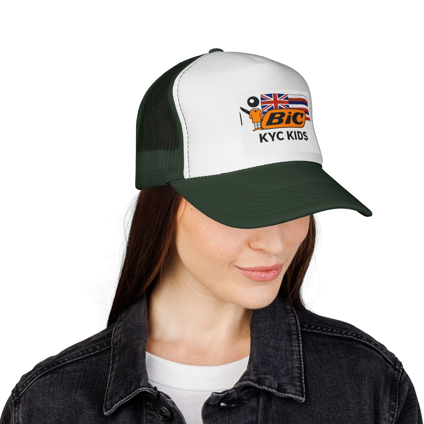 BIC KYC Kids Trucker Cap — Retro Hawaiian Flag Mesh Hat