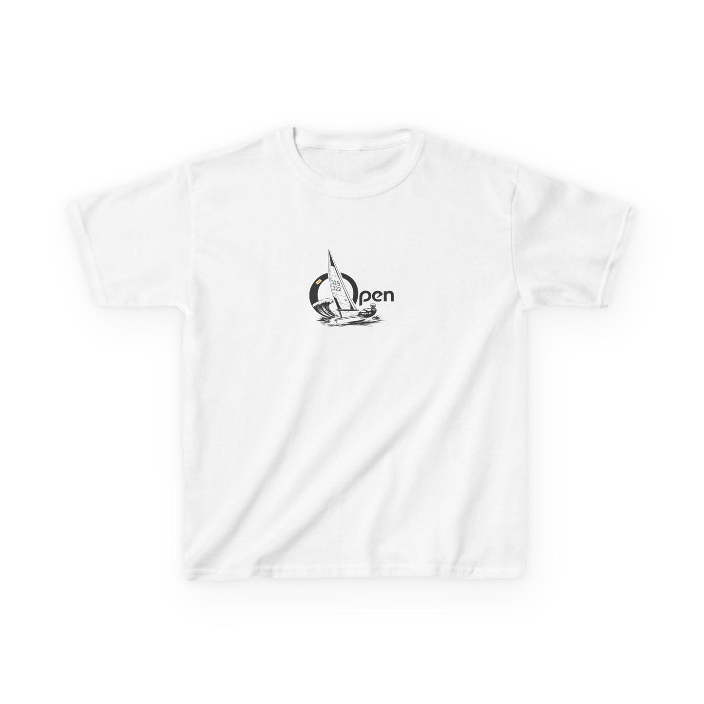 Kids Sailboat Graphic Tee — "Open" Beach Design