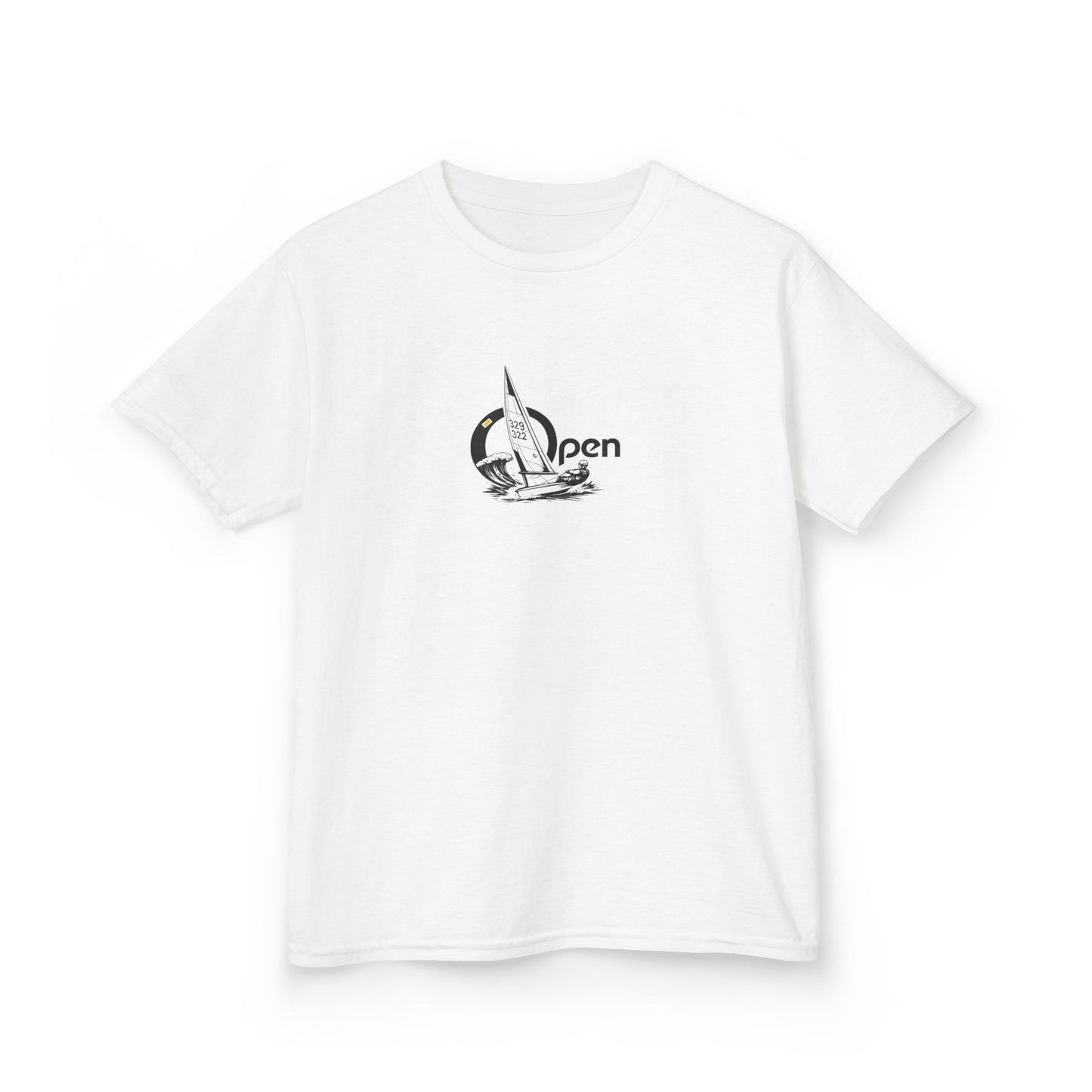 Kids Sailboat Graphic Tee — "Open" Beach Design