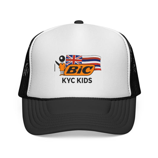 BIC KYC Kids Trucker Cap — Retro Hawaiian Flag Mesh Hat