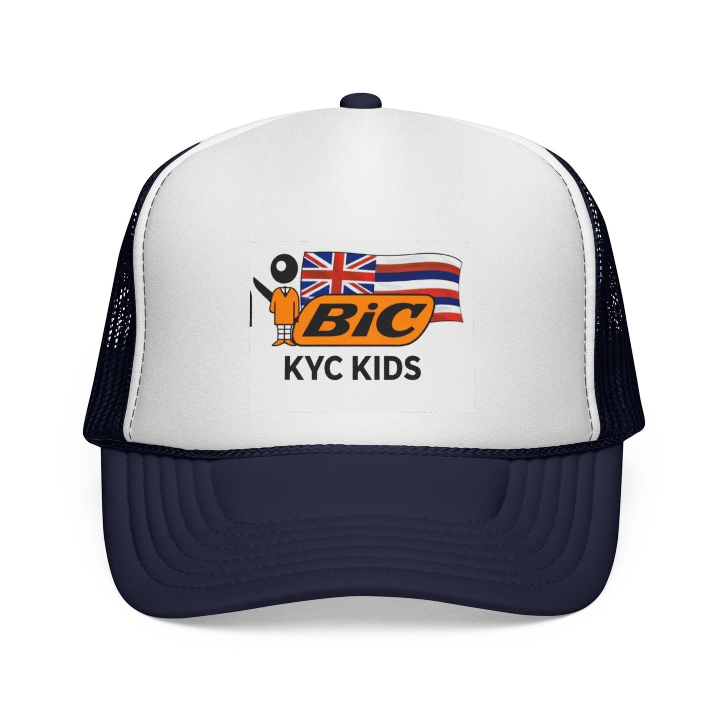 BIC KYC Kids Trucker Cap — Retro Hawaiian Flag Mesh Hat
