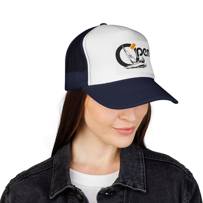 Open Sail Trucker Cap — Vintage Sailing Graphic Mesh Hat