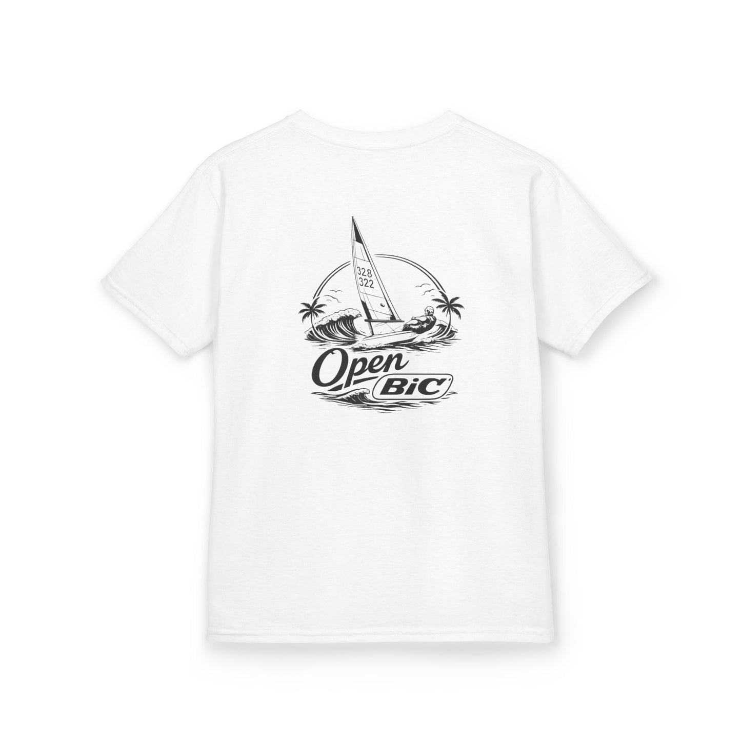 Kids Sailboat Graphic Tee — "Open" Beach Design
