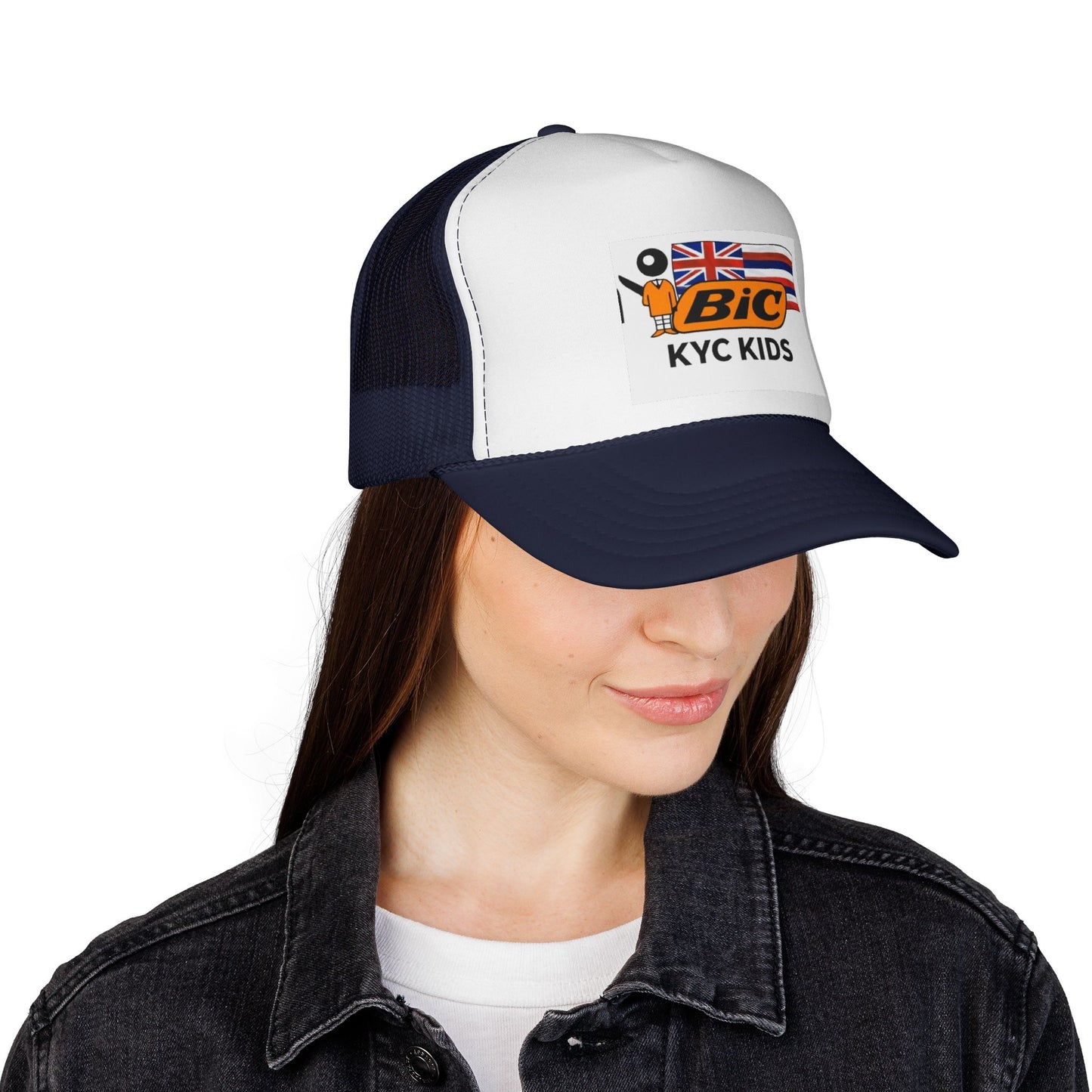 BIC KYC Kids Trucker Cap — Retro Hawaiian Flag Mesh Hat