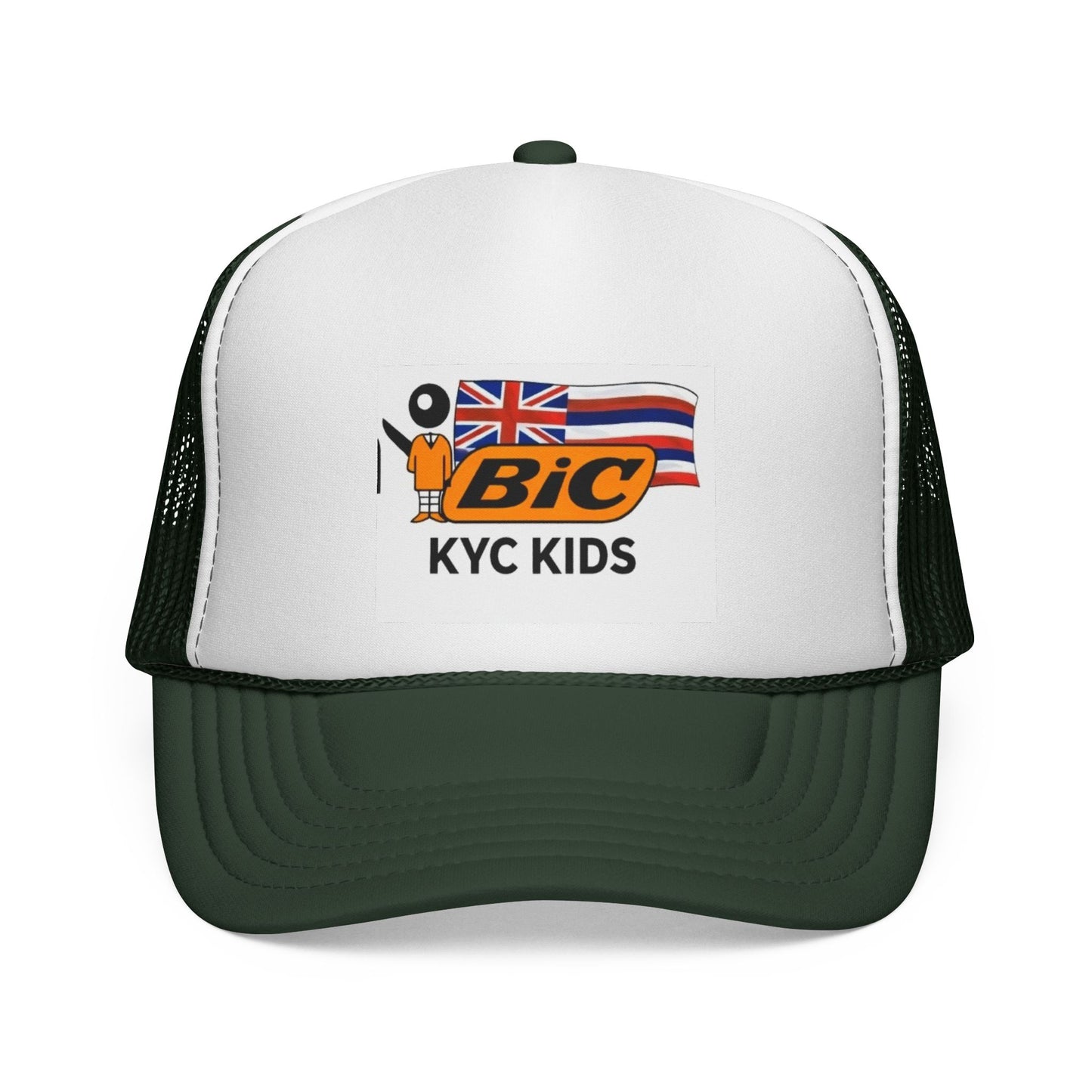 BIC KYC Kids Trucker Cap — Retro Hawaiian Flag Mesh Hat