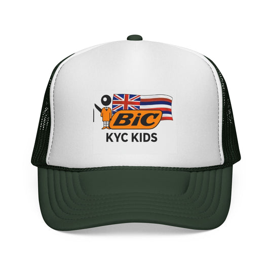 BIC KYC Kids Trucker Cap — Retro Hawaiian Flag Mesh Hat