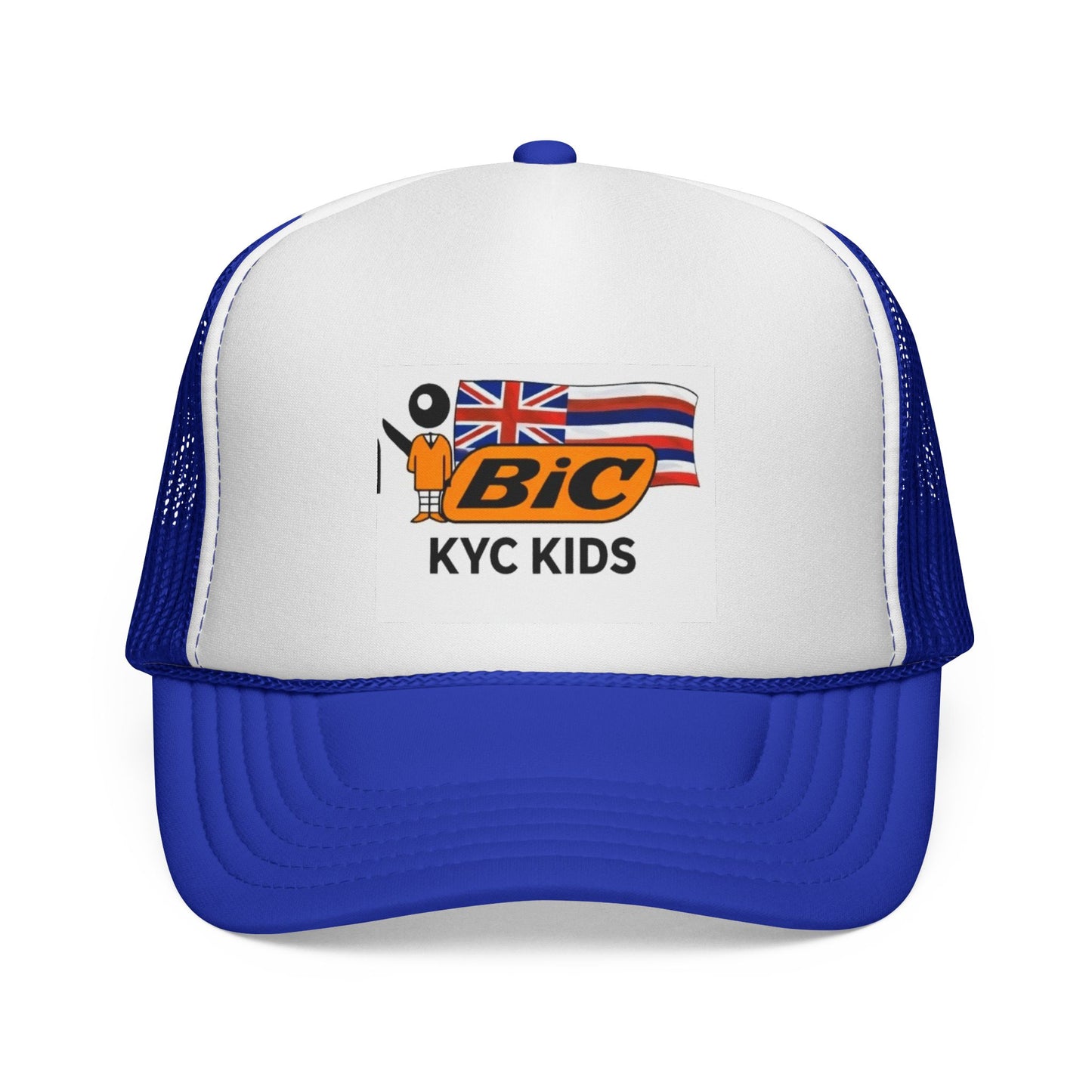 BIC KYC Kids Trucker Cap — Retro Hawaiian Flag Mesh Hat