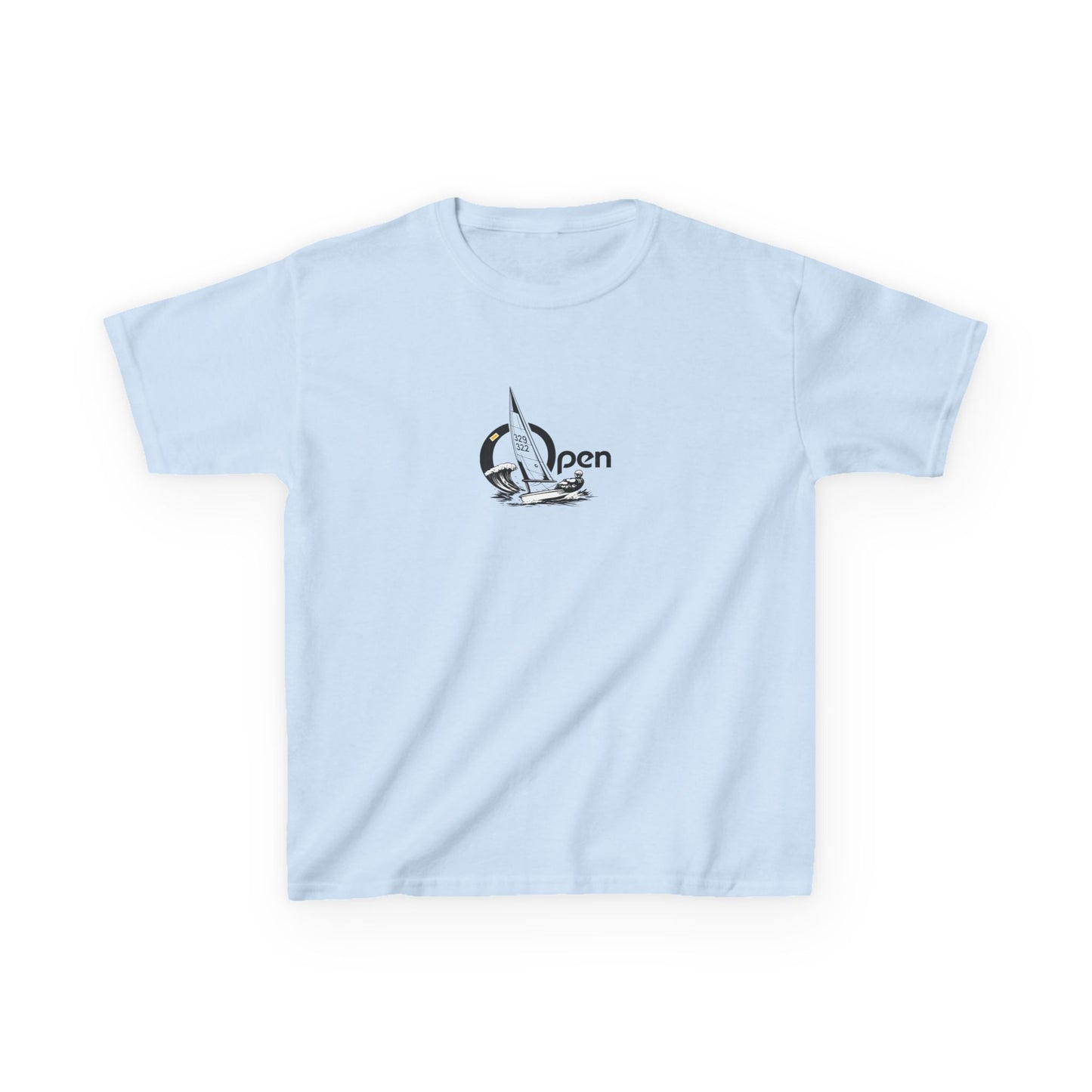 Kids Sailboat Graphic Tee — "Open" Beach Design
