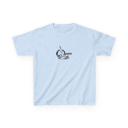 Kids Sailboat Graphic Tee — "Open" Beach Design