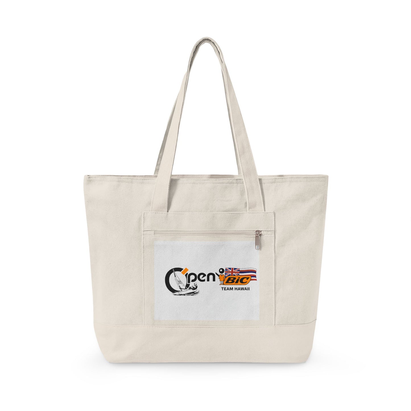 Zippered Canvas Tote Bag with Front Pocket — Durable Eco-Friendly Market & Travel Tote
