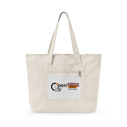 Zippered Canvas Tote Bag with Front Pocket — Durable Eco-Friendly Market & Travel Tote