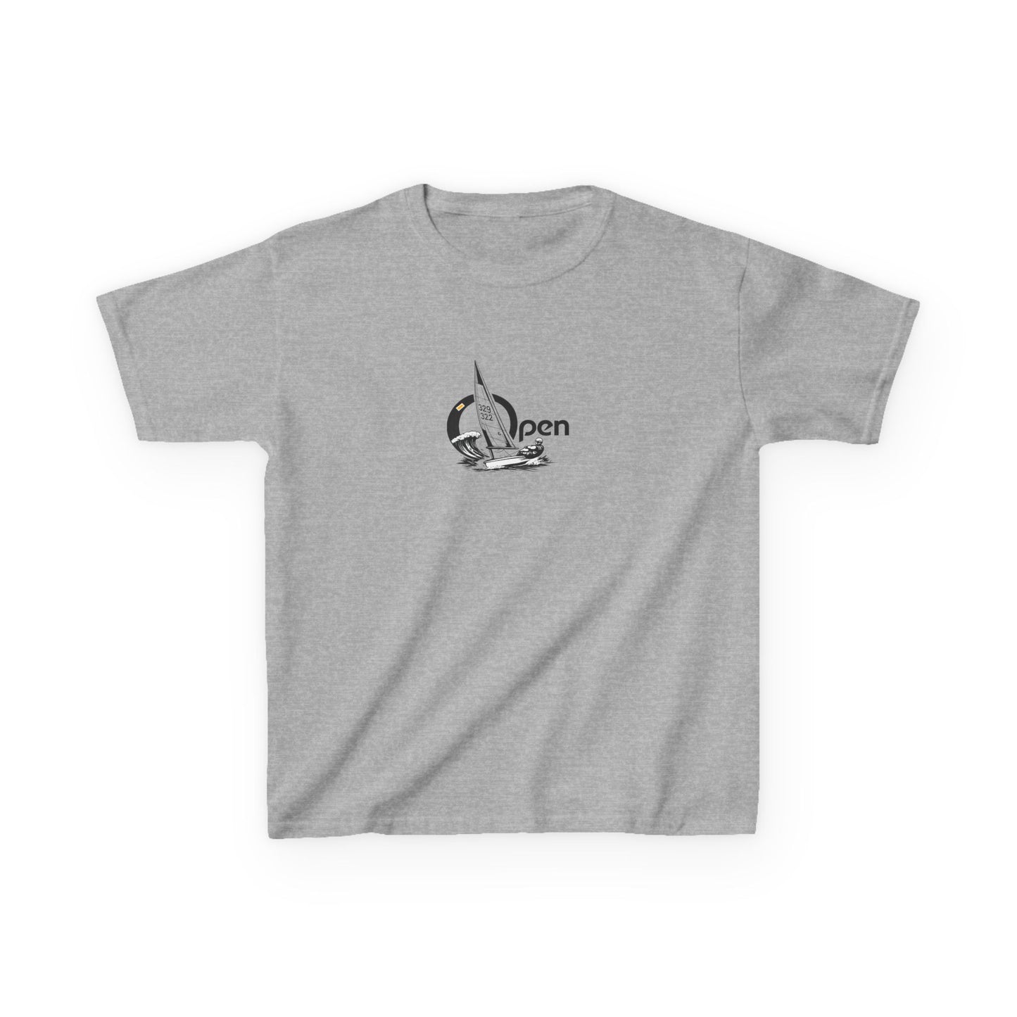 Kids Sailboat Graphic Tee — "Open" Beach Design
